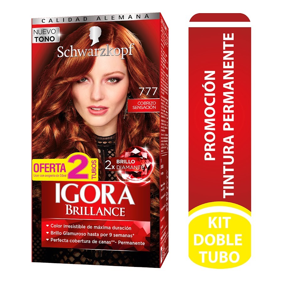 Tinte Igora Brillance Permanente 777 Cobrizo Sensacion x 2Tubos