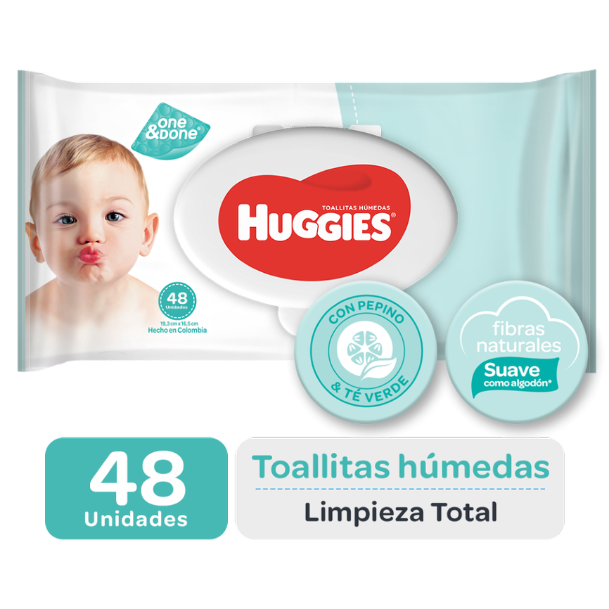 **Toallitas húmedas Huggies One & Done Paq x 48 unidades