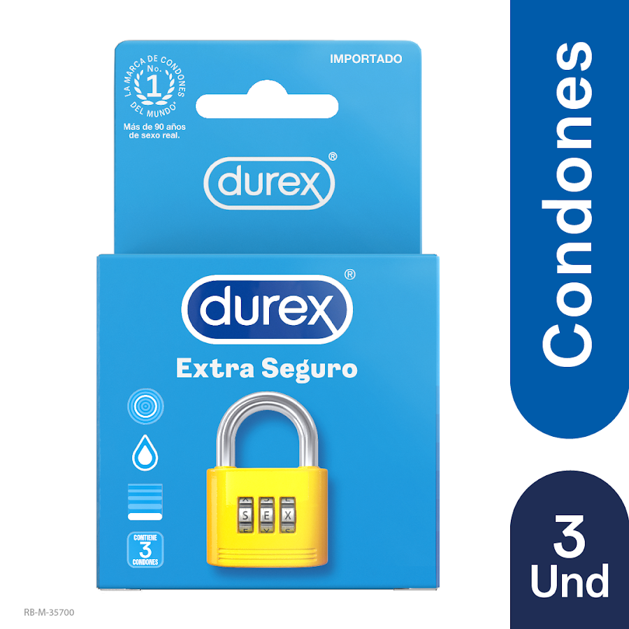 Condón DUREX Preservativo Love Sex Extra Seguro x3und.