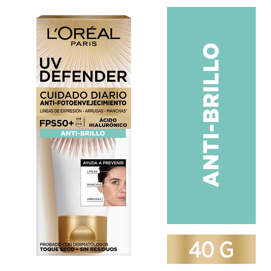 Crema UV Defender L'oréal Dermo Expertise Anti Brillo