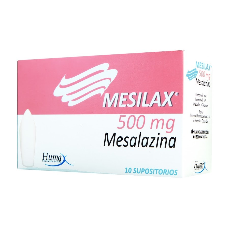 Mesalazina 500mg Mesilax x 10 Supositorios