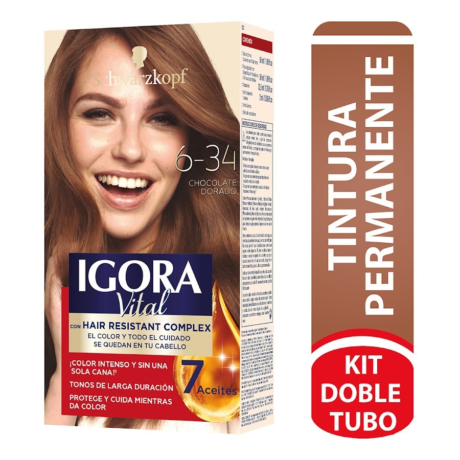 TINTE SCHWARZKOPF IGORA VITAL CHOCOLATE DORADO 6-34 X1UND X2