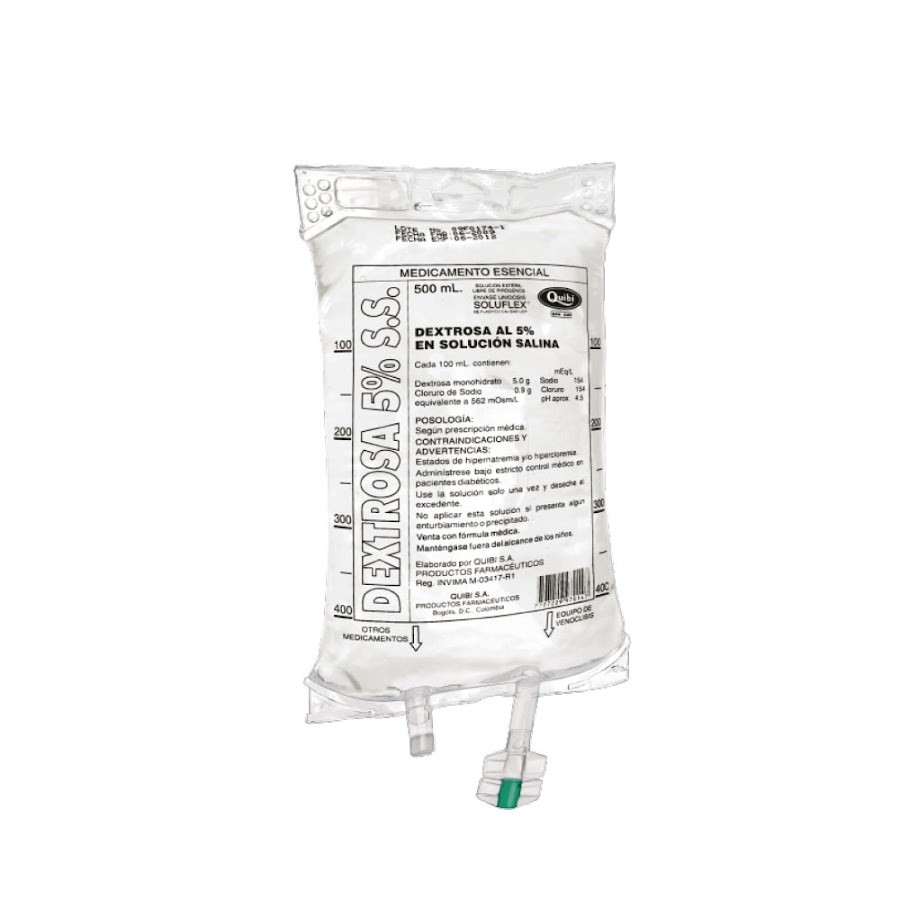 Dextrosa 5% Quibi Solucion Salina A.D. Bolsa x 500Ml