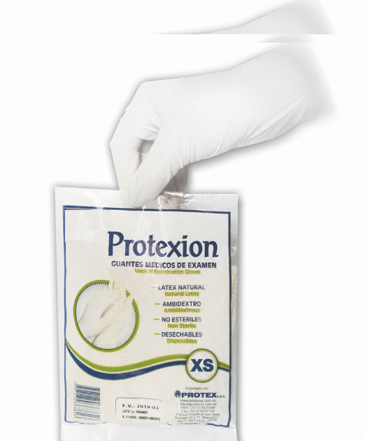 Guantes de Latex Protexion Para Examen Talla XS x 1 Par