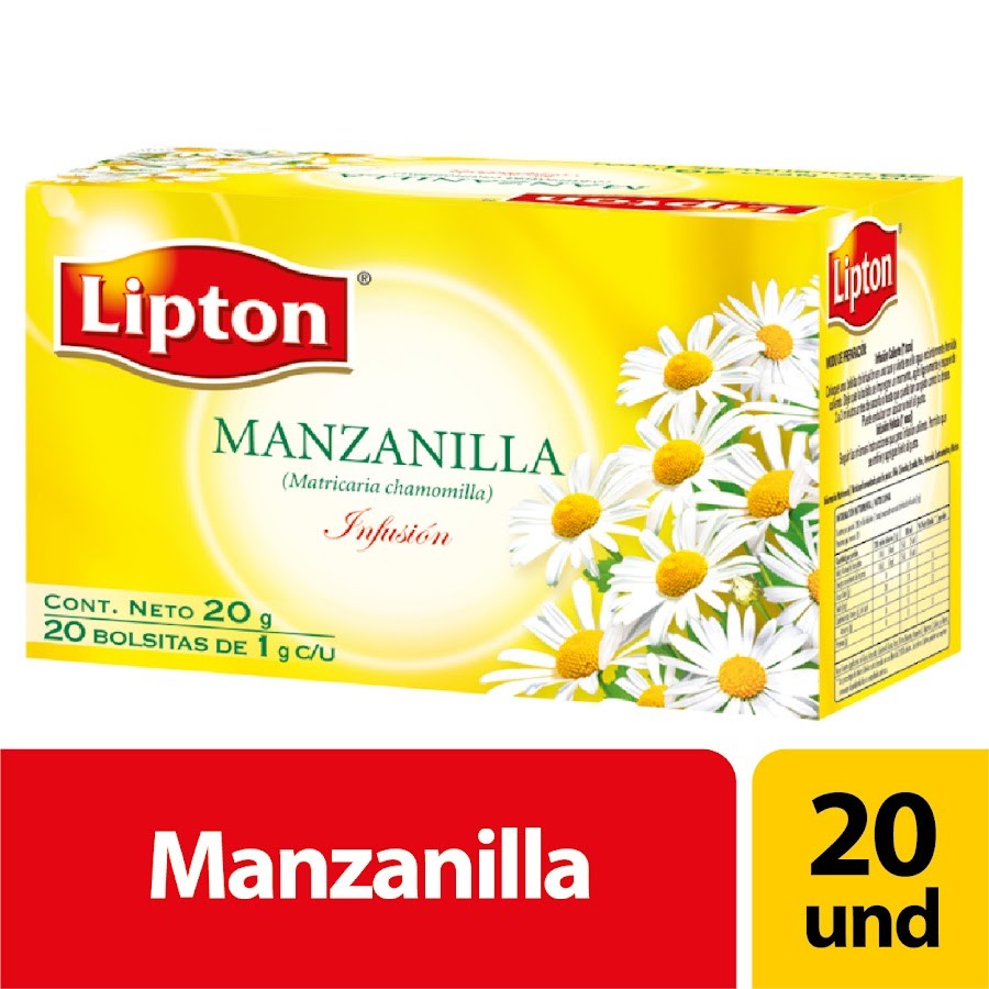 Té aromática LIPTON Bolsas Manzanilla x20Und