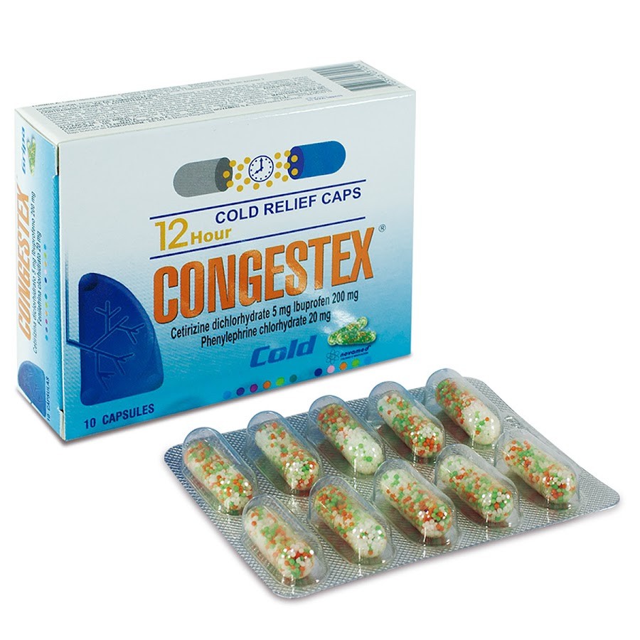 CONGESTEX 5/200/20MG GRIPA 12H CAJ.X10CAP. NOV CETIRIZ IBUPROF FENILEF