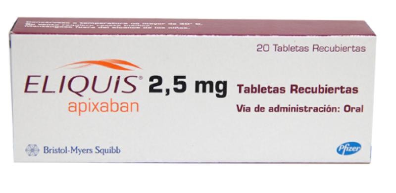Eliquis Pfizer Apixaban 2.5Mg Caja x 20 Tabletas