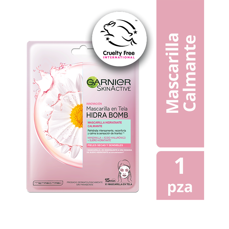 Mascarilla Garnier SkinActive en Tela Hidra Bomb Pieles Secas y Sensibles x 1Uni