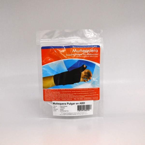 Muñequera Kamex Soporte Pulgar En Abducción Negro X1Und.