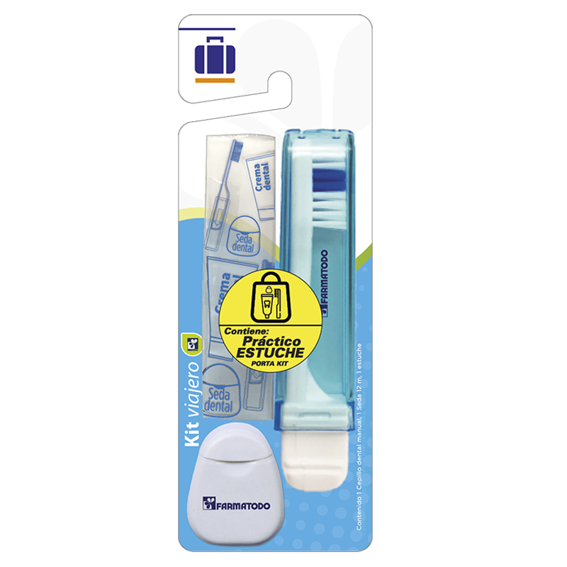 Oferta Kit Viajero Farmatodo Cepillo Dental+Seda Dental+Bolsa Para Kit