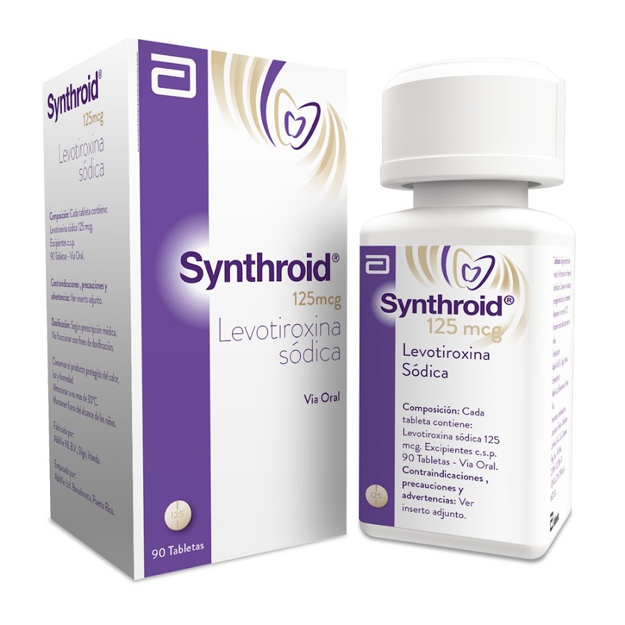 Synthroid Abbott Levotiroxina sodica 125Mcg Caja x 90Tab