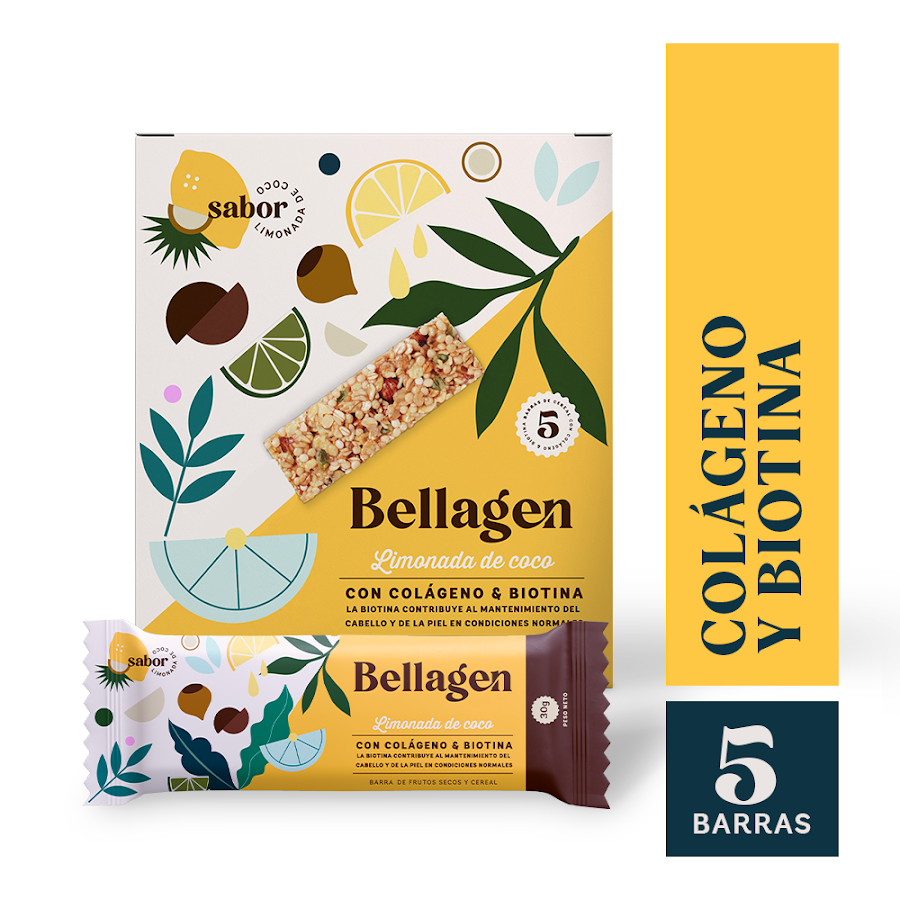 Bellagen Colágeno Biotina x 5 Barras x 30g