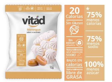 Merengue Sin Azúcar Vitad sabor Caramelo x 12Gr