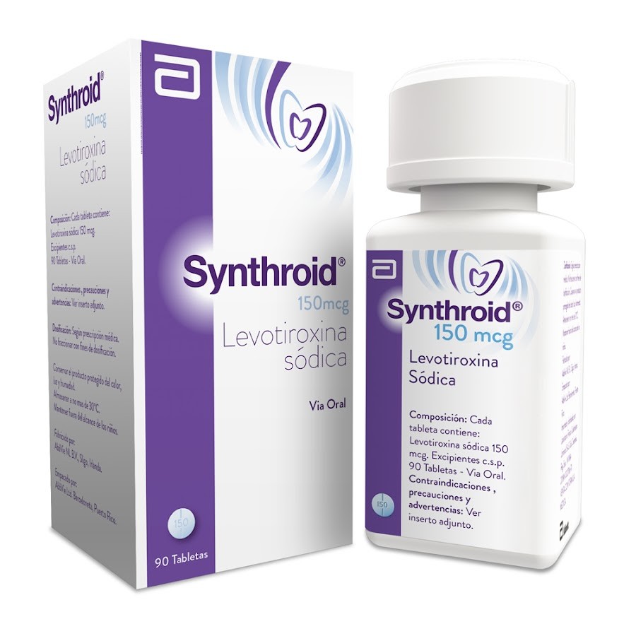 Synthroid Abbott Levotiroxina sodica 150Mcg Caja x 90Tab