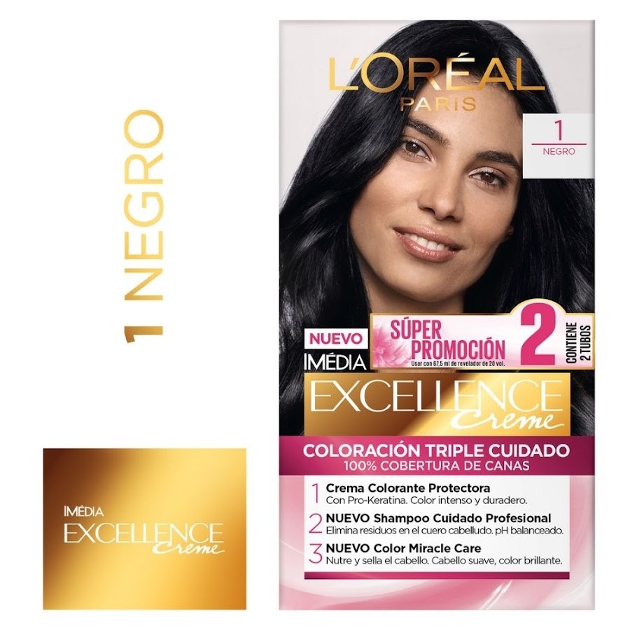 Oferta L´OREAL EXCELLENCE CREME Negro 1 Promoción Especial x2tub