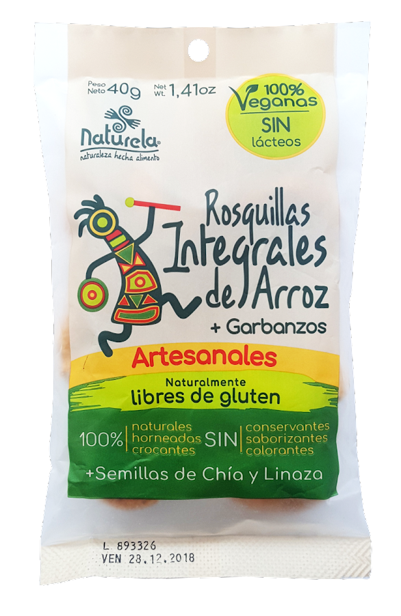 Rosquillas Integrales de Arroz Garbanzo Chía Naturela Veganas x 40Gr