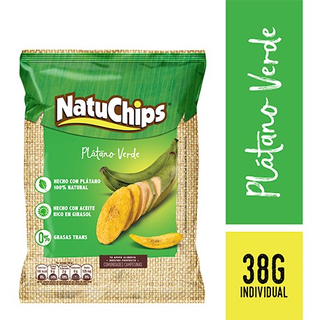 PASABOCAS NATUCHIPS PLÁTANO VERDE PAQUETE X38G.
