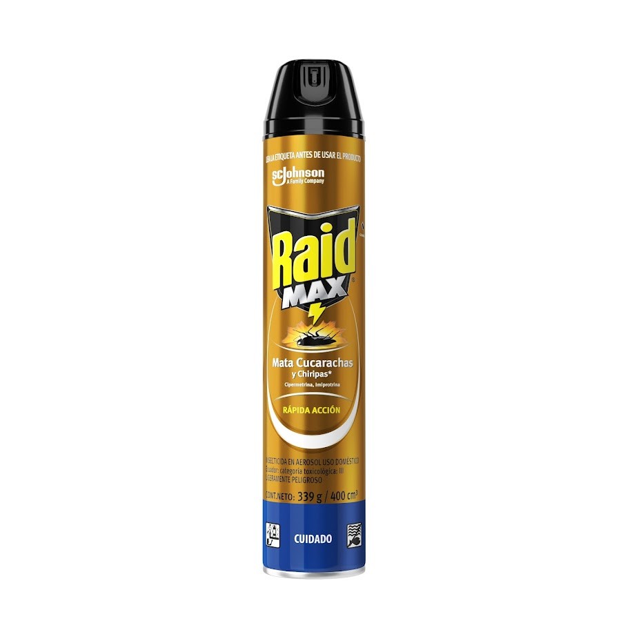 Insecticida Raid Max en Aerosol Accion Rapida Cucarachas x 400Ml