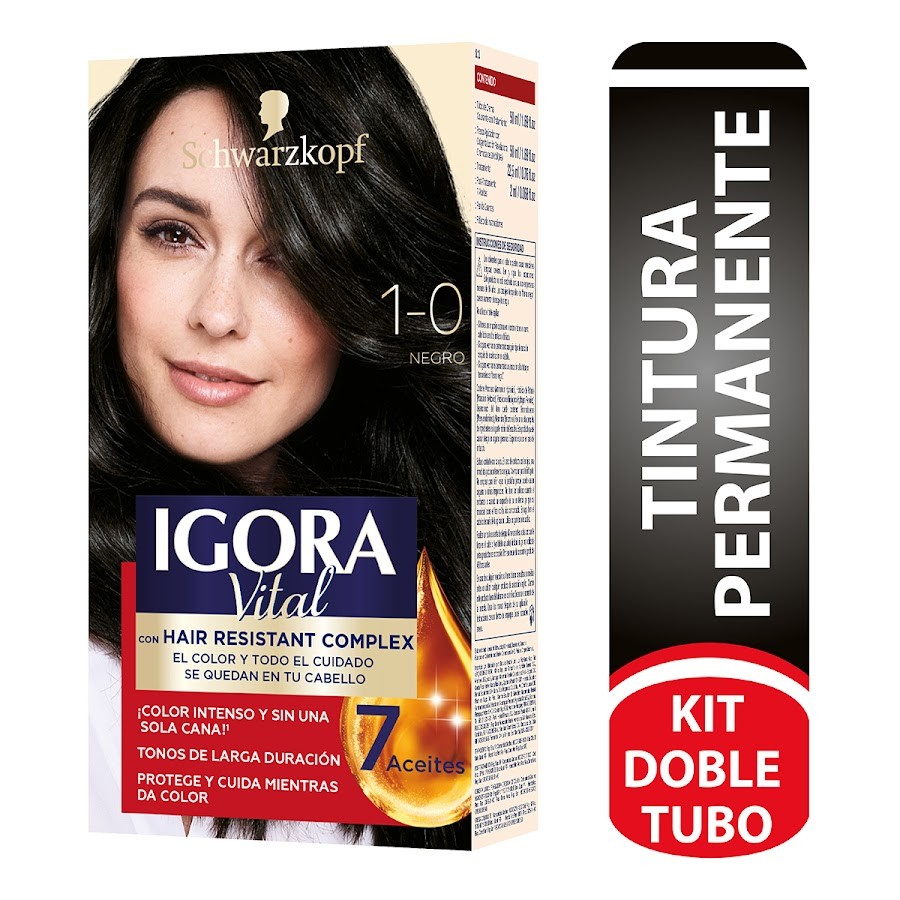 TINTE SCHWARZKOPF IGORA VITAL NEGRO N1/1-0 X50ML  X2
