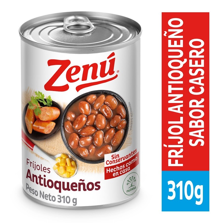 Frijol ZENÚ Natural Antioqueños Sin Conservantes x310g