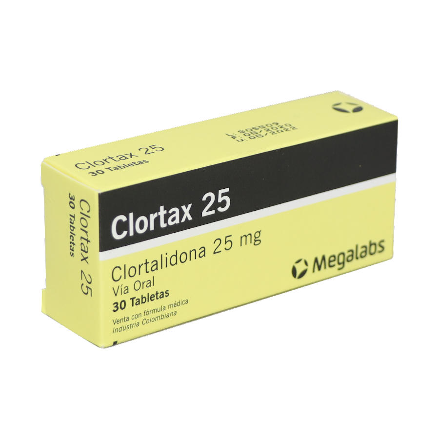 Clortax 25 Megalabs Clortalidona 25mg Caja x 30Tab