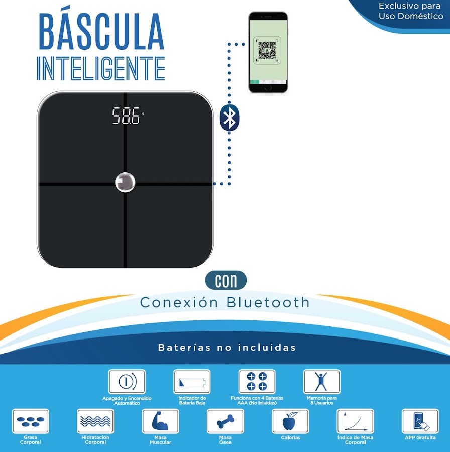 Balanza Bascula inteligente conexión Bluetooth OK OK International x 1Und