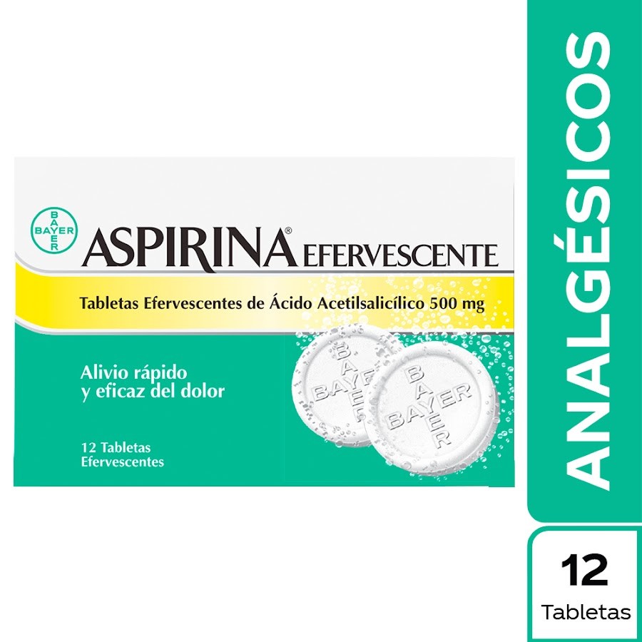 Aspirina Efe. 500mg Tab. Caja x12Tab. BAYER Ácido Acetilsalicílico