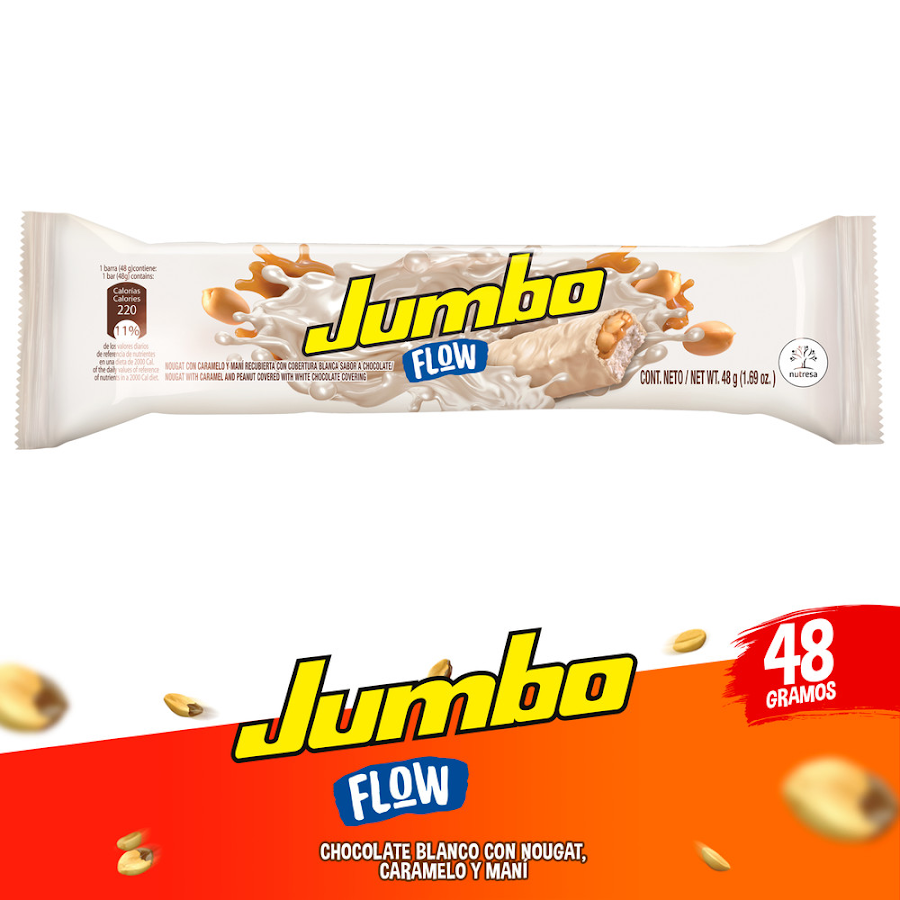 Chocolatina Jumbo Flow Blanca Caramelo x48g x1und.