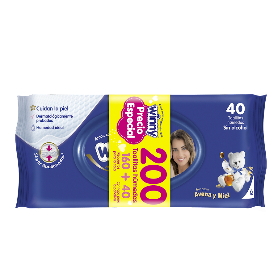 Toallitas Humedas Winny Avena y Miel x 200und