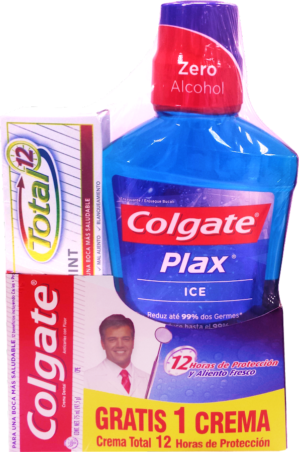 Oferta Enjuague Bucal COLGATE Plax Ice Gratis Crema Total 12 x2 Und