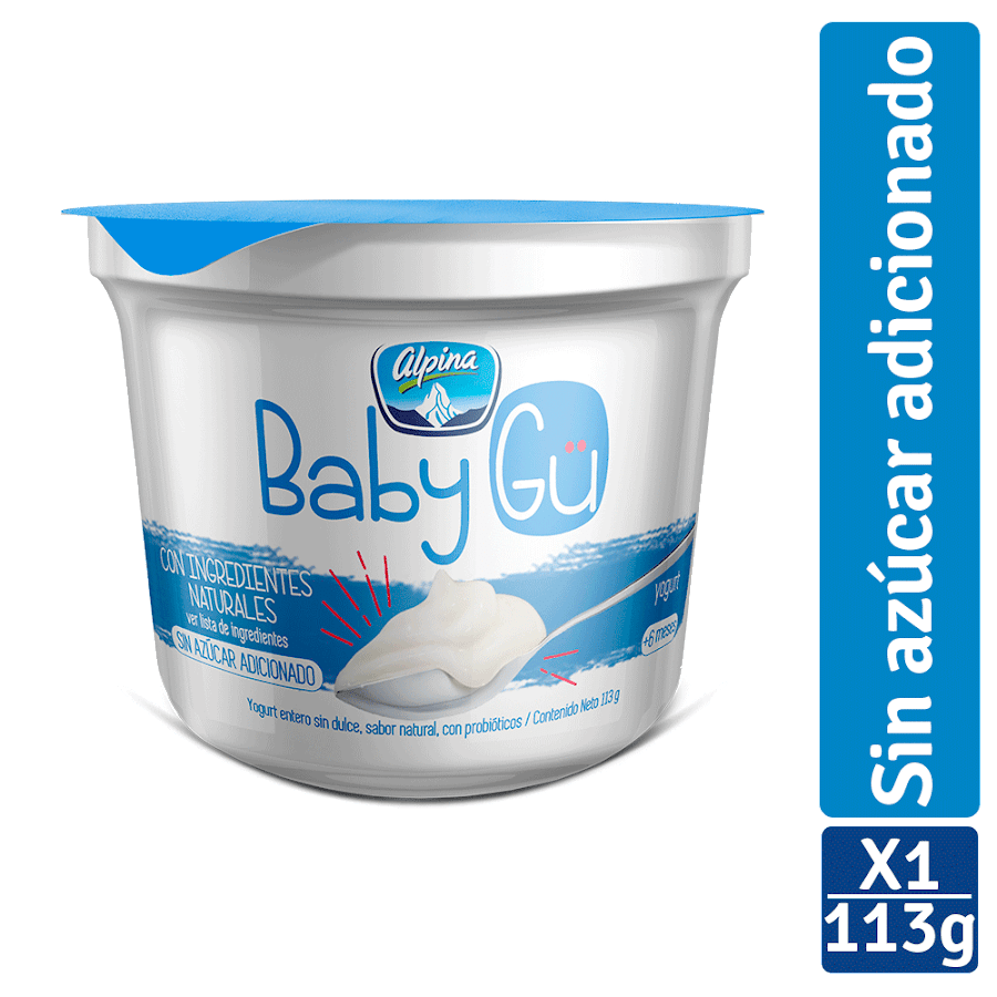 Yogurt Natural Baby Gu Alpina Sabor Natural +6Meses Sin Azucar x 113Gr
