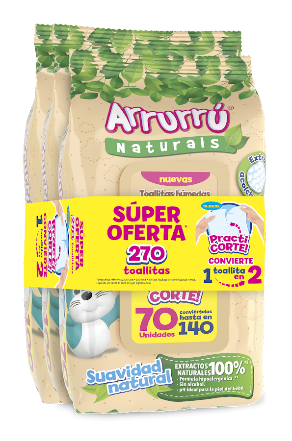 Toallitas humedas arrurru para bebe Avena X 270und