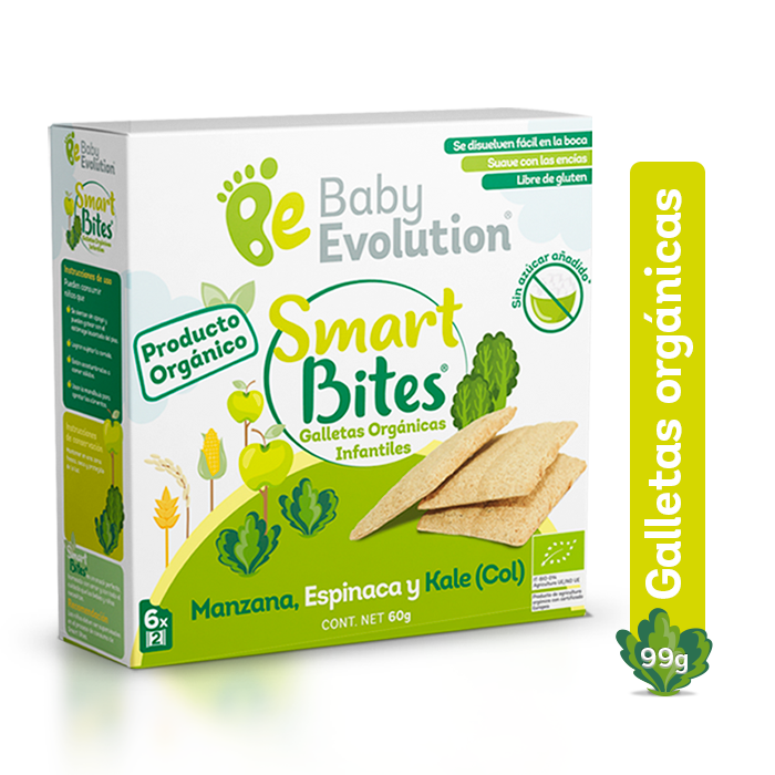 Galletas Smart Bites Manzana Espinaca Kale Baby Evolution X60g