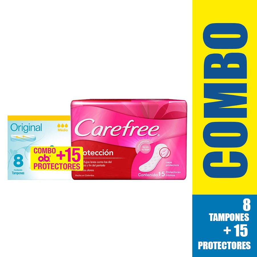 Oferta Tampones O.B Medio x Und + Protectores Intimos Carefree x 15Und