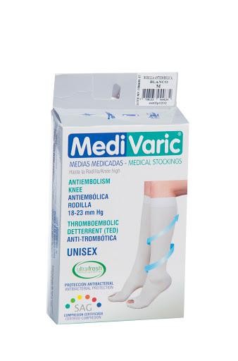 Media Medi Varic Antiembólica Rodilla Unisex M Blanco X1Und.