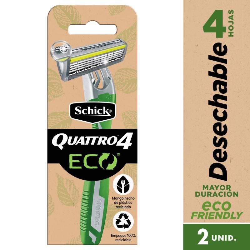 Maquina de Afeitar Schick Quattro Titanium Eco x 2Und