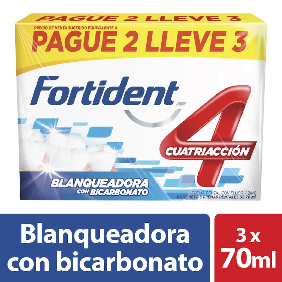 OFERTA CREMA DENTAL FORTIDENT BLANQUEADORA  X72ML.PAGUE 2 LLEVE 3