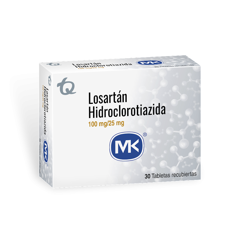 Losartan 100mg Hidroclorotiazida 25mg MK Caja x 30Tab