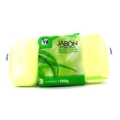 JABÓN FARMATODO ANTIBACTERIAL ALOE VERA X150G. X3UND.