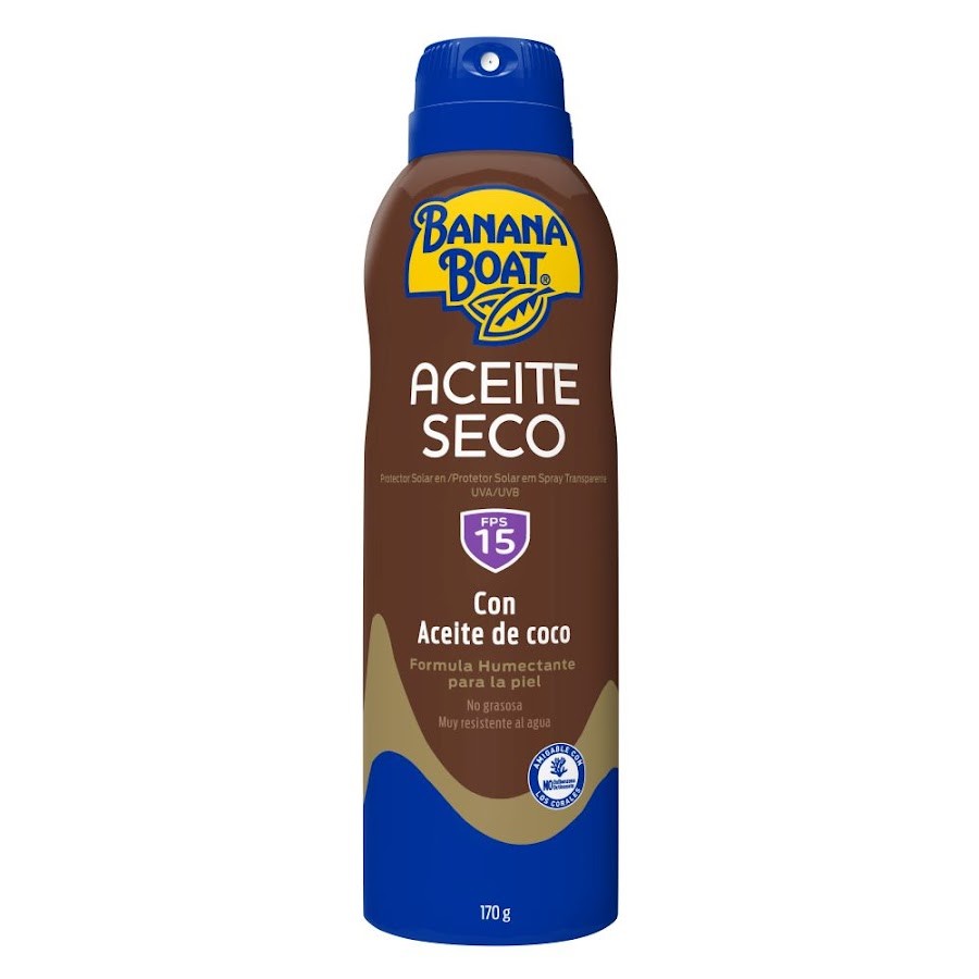 Bronceador Solar Banana Boat con Aceite de Coco SPF C- 15 Spray x180ml