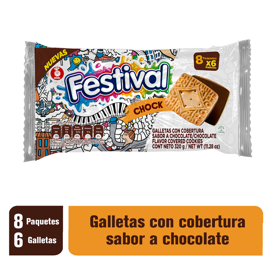 Galleta Festival Chock Bolsa  X8 Uni x 320 gr