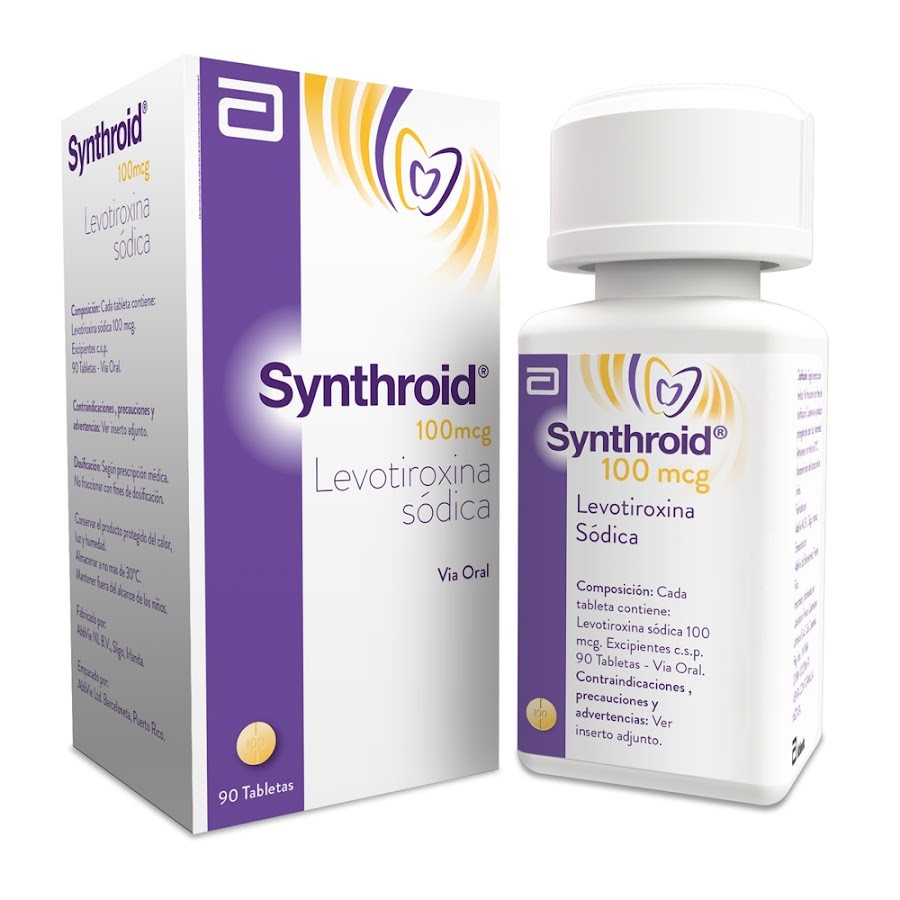 Synthroid Abbott Levotiroxina sodica 100Mcg Caja x 90Tab