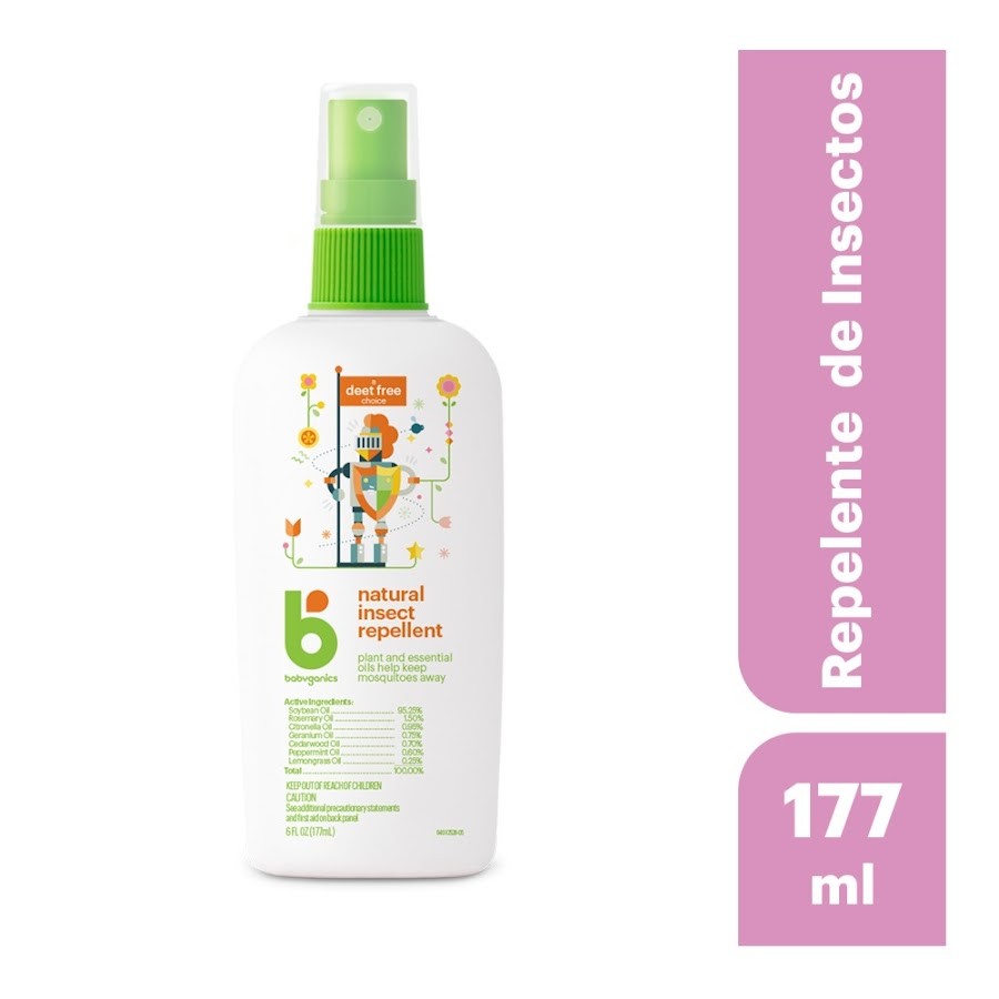 Repelente Natural Babyganics Para Insectos Spray x 177Ml