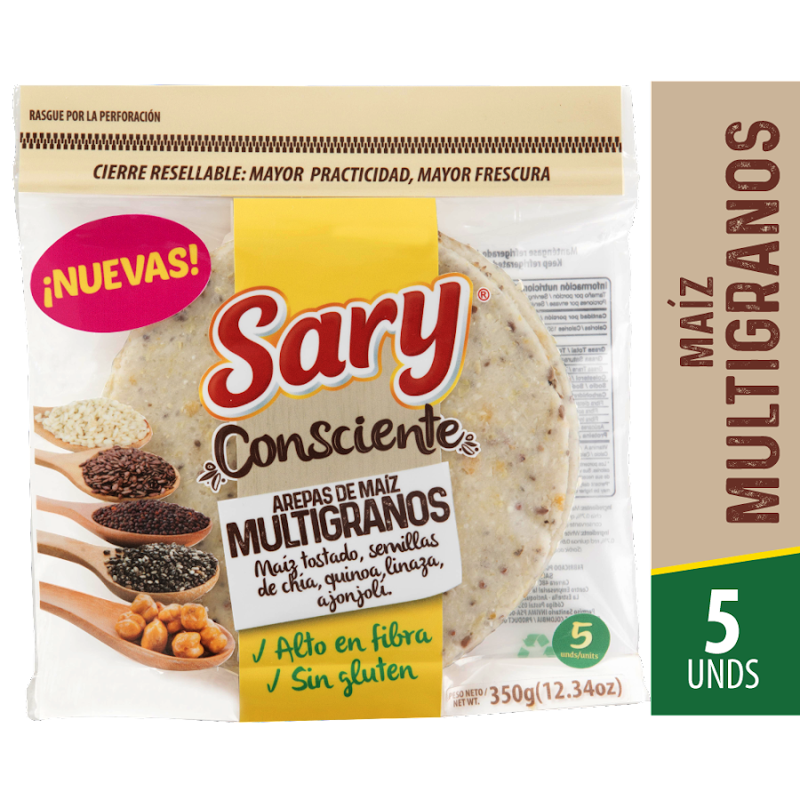 Arepa de Maíz Sary Multigranos x 5und