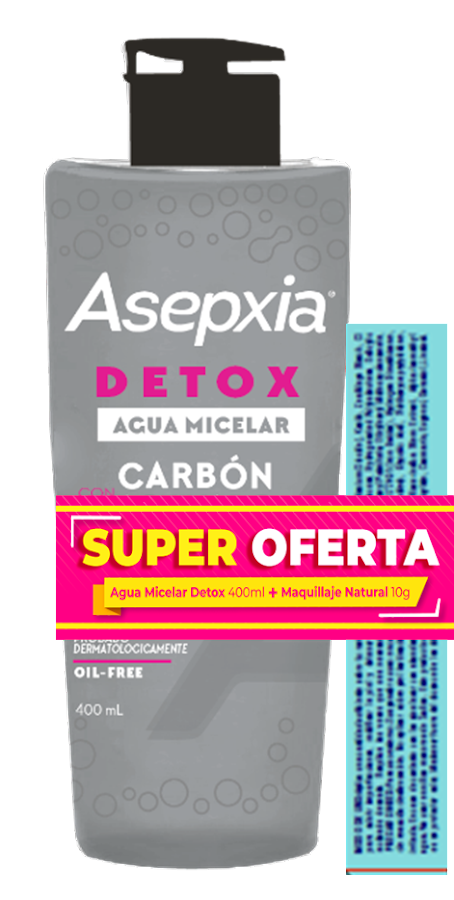 $Oferta Agua Micelar Carbon x 400Ml + Polvo Natural Asepxia x 10Gr