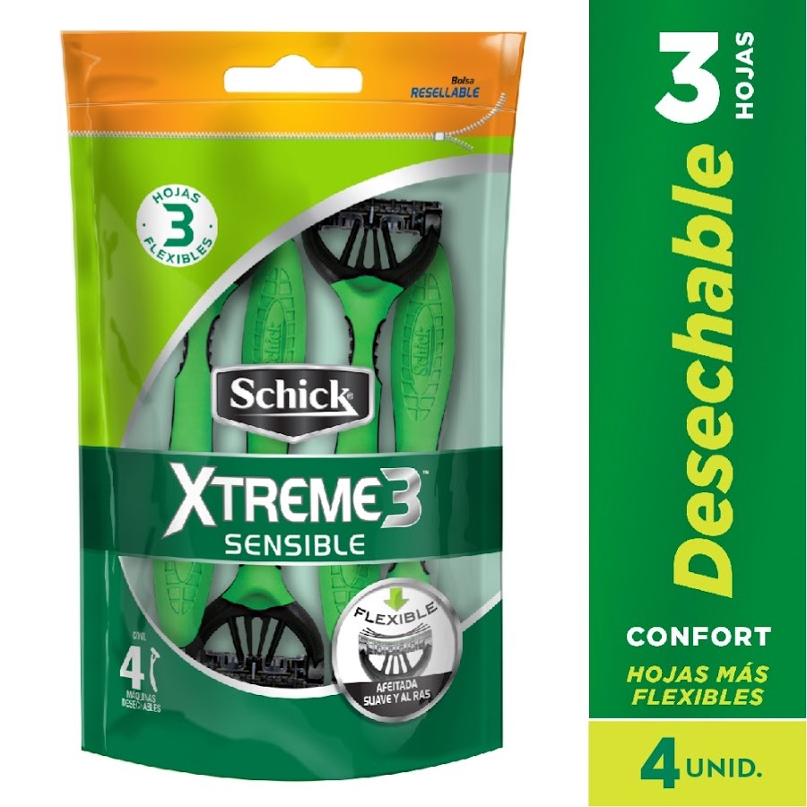 Maquina De Afeitar Shick Xtreme 3 Sensitive X 4Und