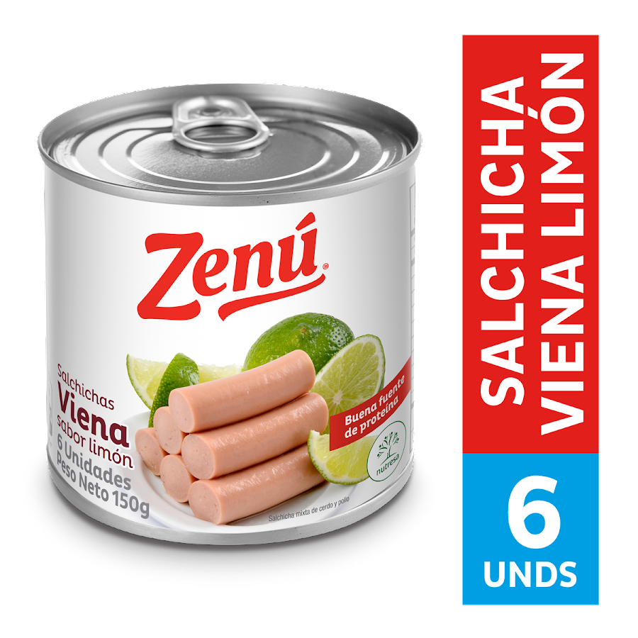 SALCHICHA ZENÚ VIENA SABOR A LIMÓN X6UND