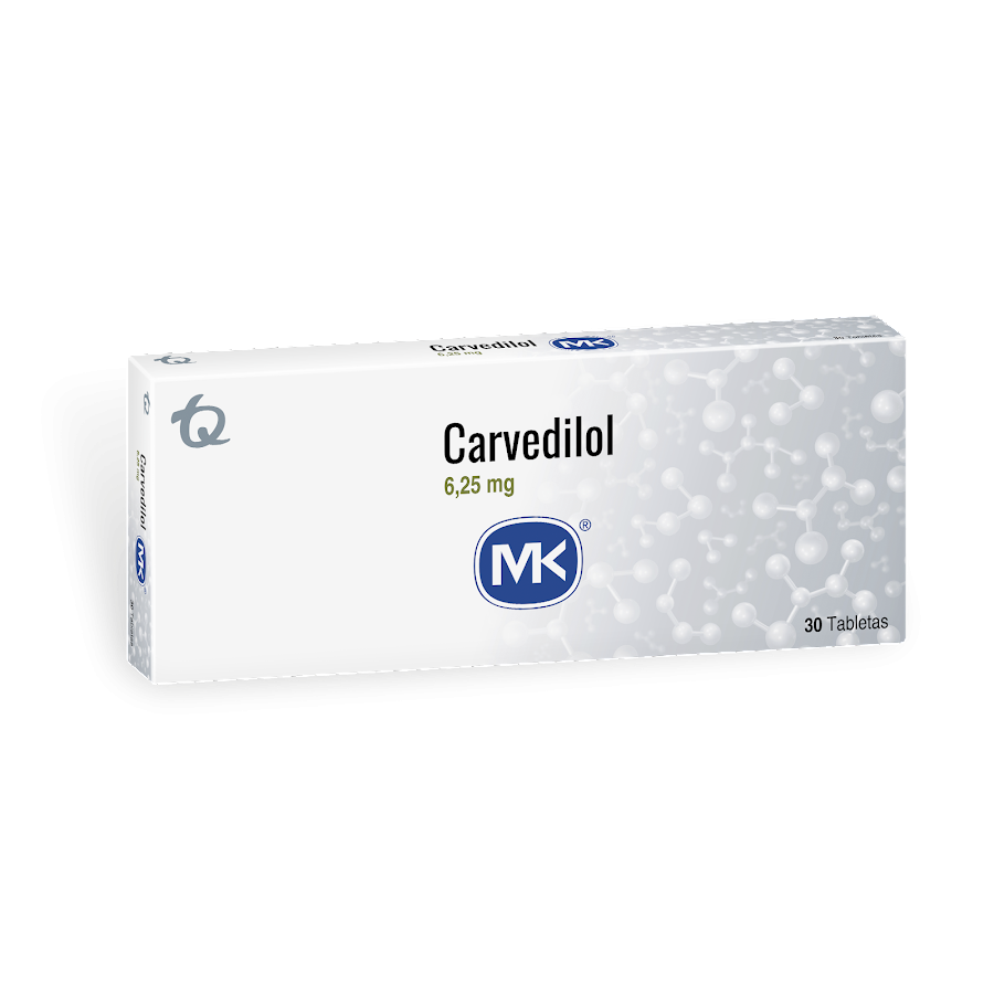 Carvedilol MK 6.25mg Caja X 30Tab
