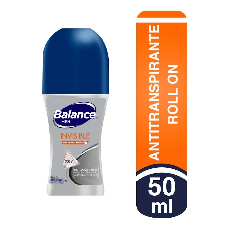 Antitranspirante BALANCE Men Invisible 72H Roll On x50Ml