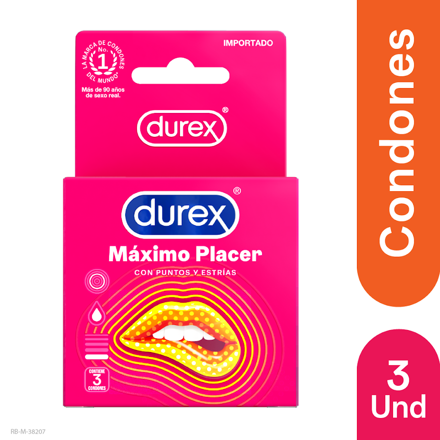 Condón DUREX Preservativo Love Sex Máximo Placer x3und.